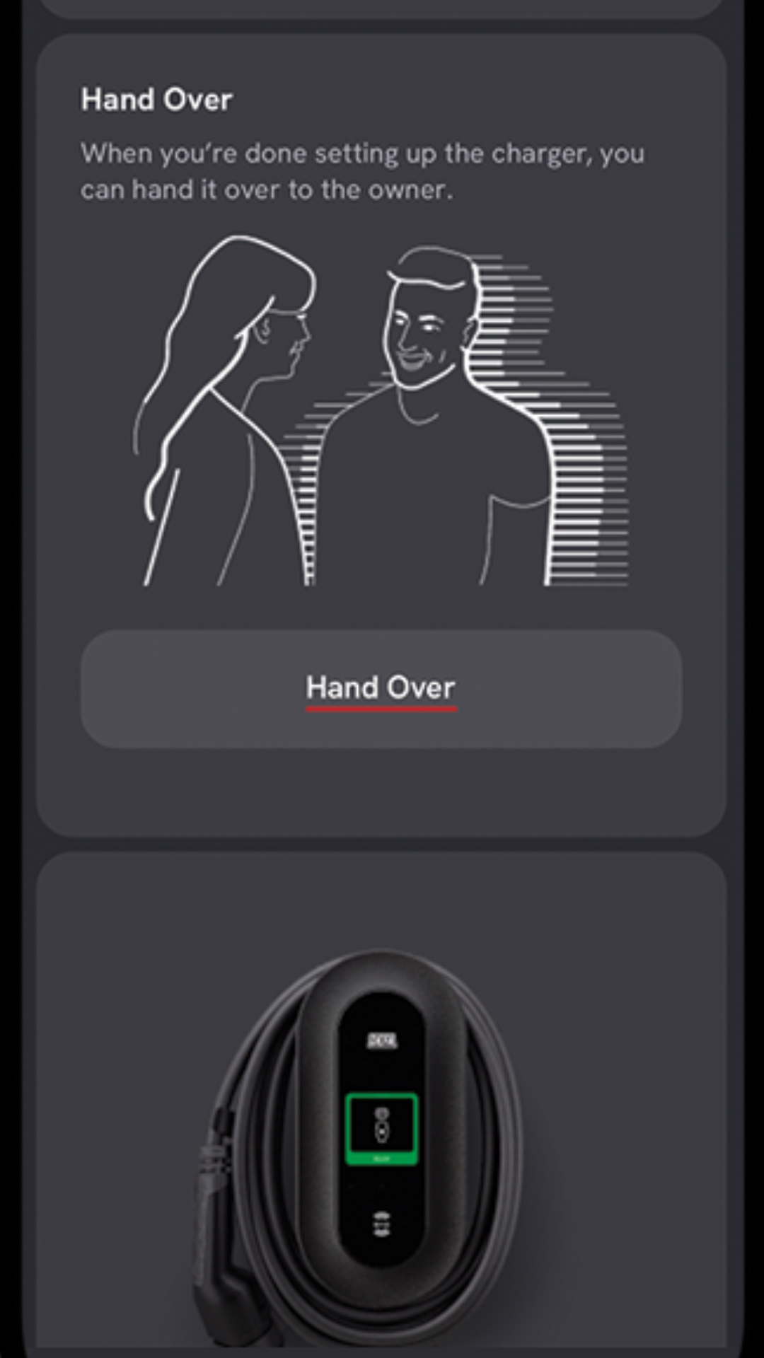 Defa Power Setup -sovellus – Handover-painike