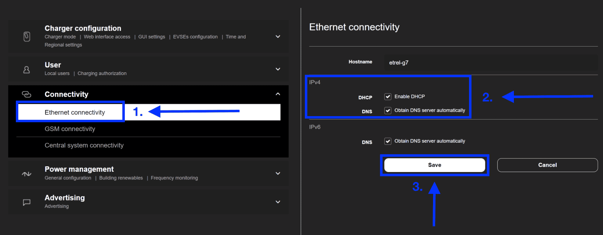 Etrelin Ethernet-asetukset