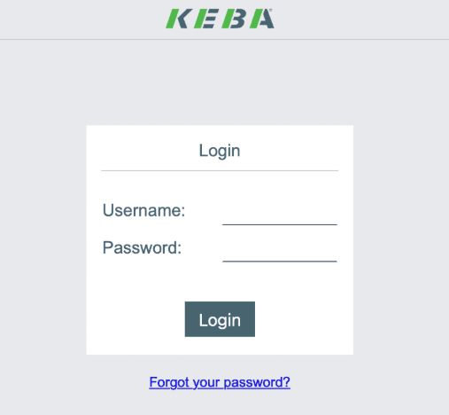 Keba WebUI -kirjautuminen