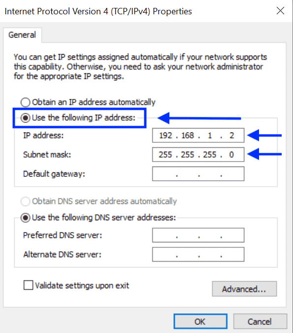 Windowsin IPv4-asetukset